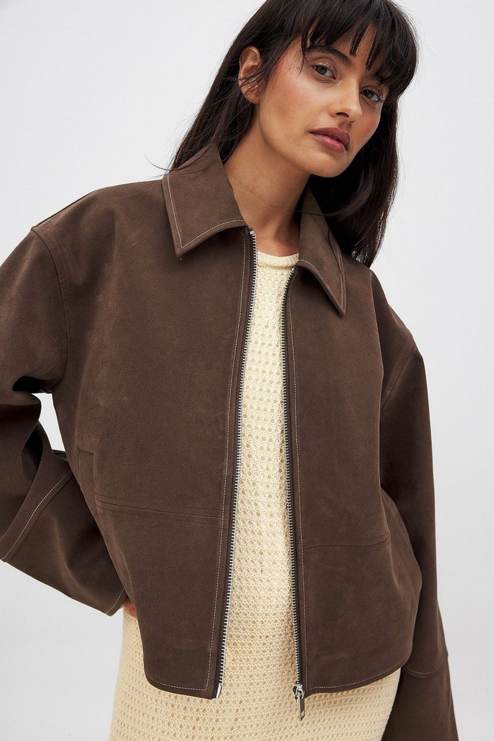 Faux jacket with zip