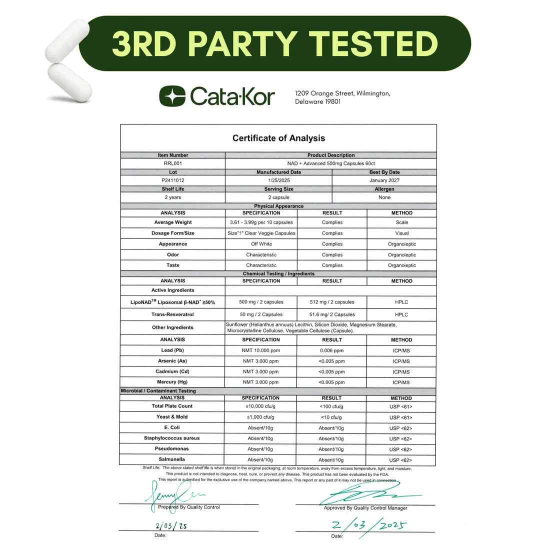 Cata-Kor NAD Supplement | 500mg