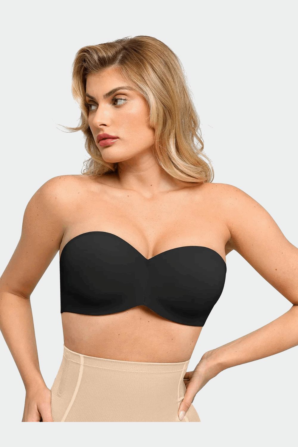 Push-Up Unlined Underwire Strapless Bra Bundle Alpha Aura Black 36C 