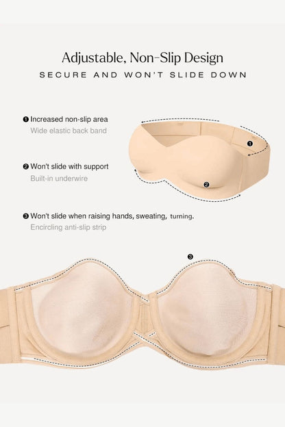 Push-Up Unlined Underwire Strapless Bra Bundle Alpha Aura 